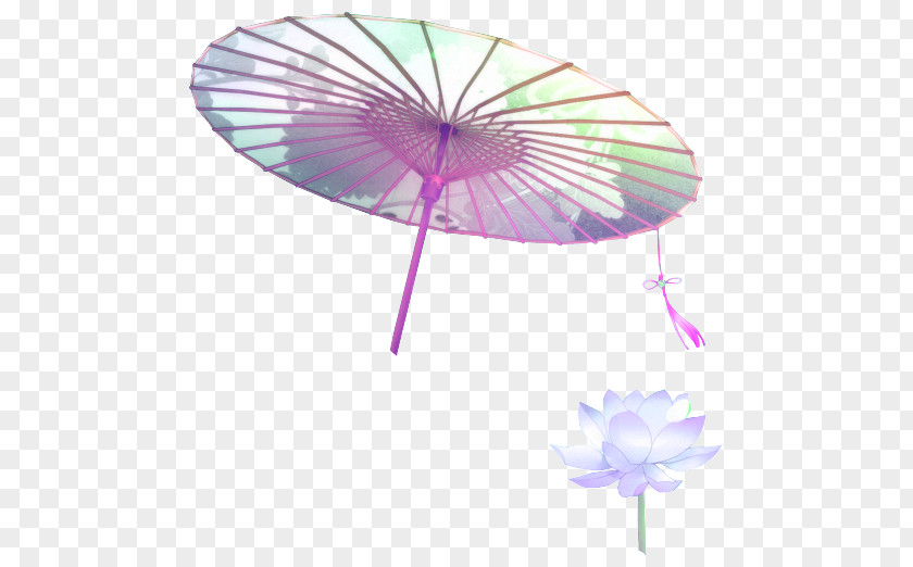 Purple Fresh Umbrella Lotus Decoration Pattern Oil-paper PNG