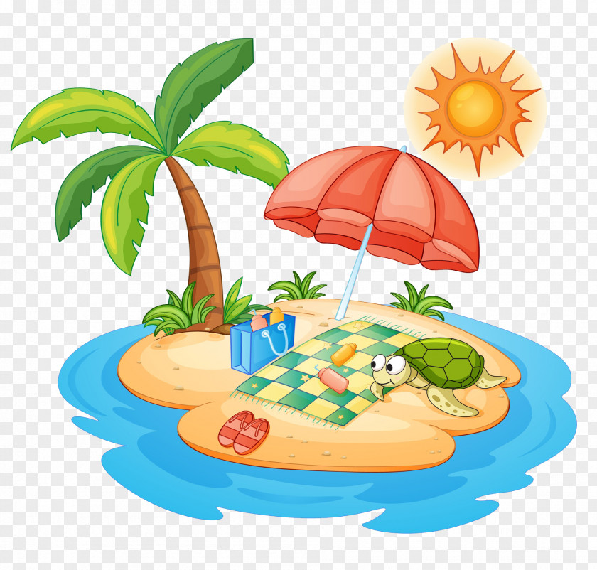 Umbrella On Sandy Island Desert Royalty-free Clip Art PNG