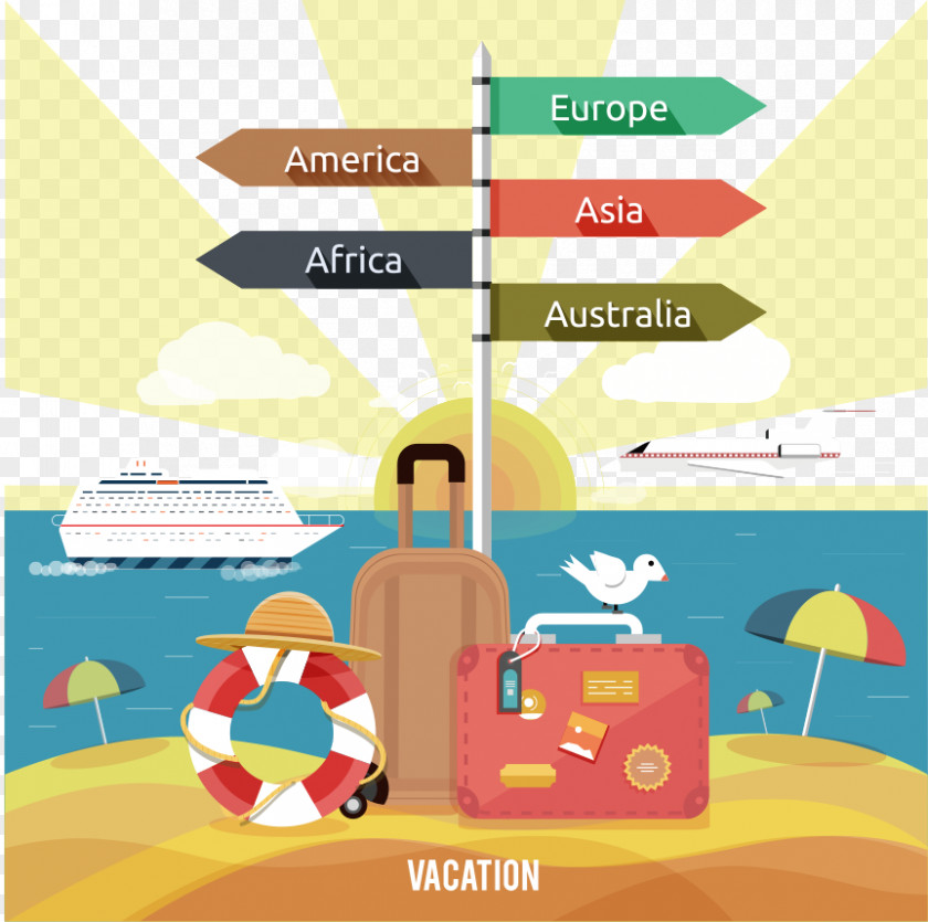 Flat Creative Travel Vacation Baggage Icon PNG