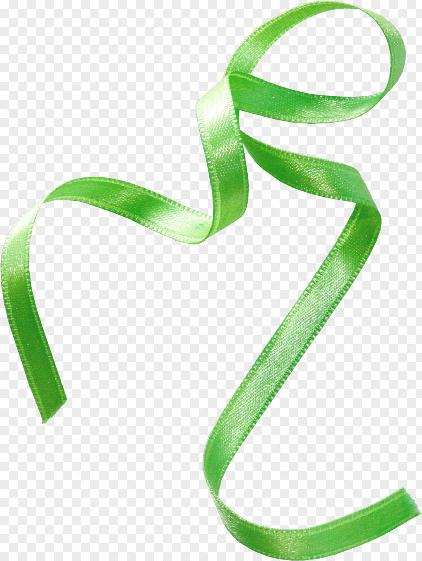 Floating Green Ribbon Silk PNG