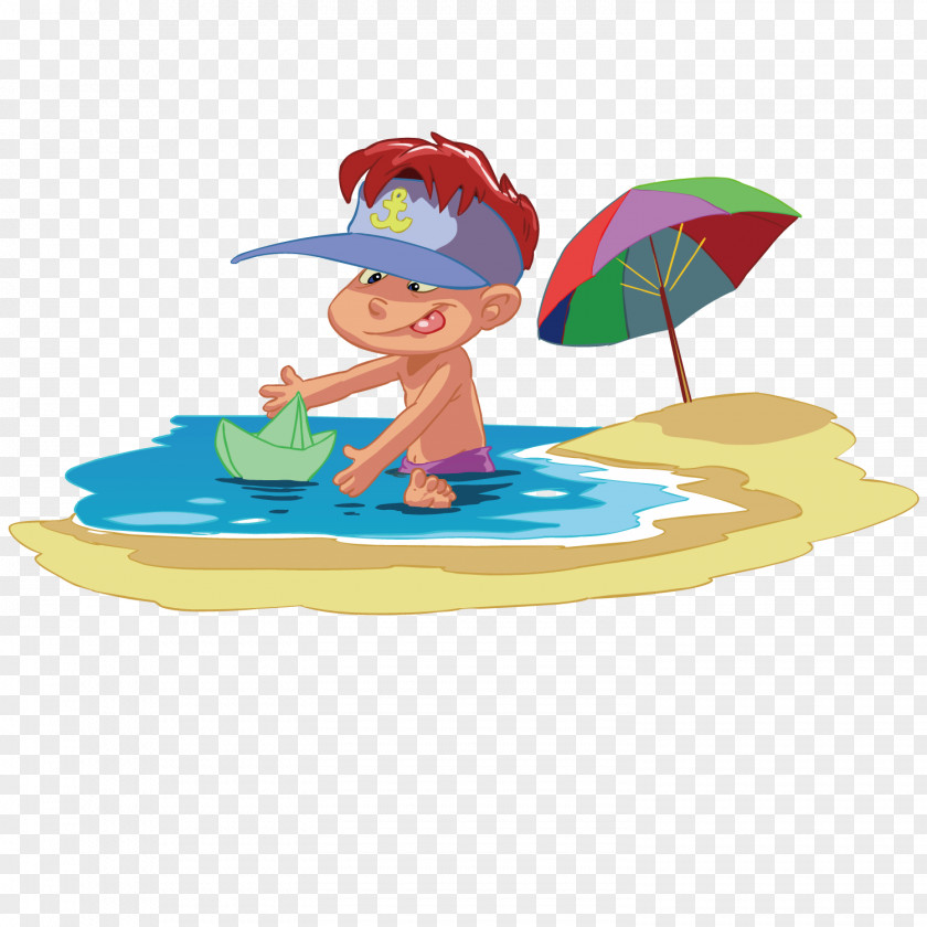 The Boy At Beach Child Cartoon PNG
