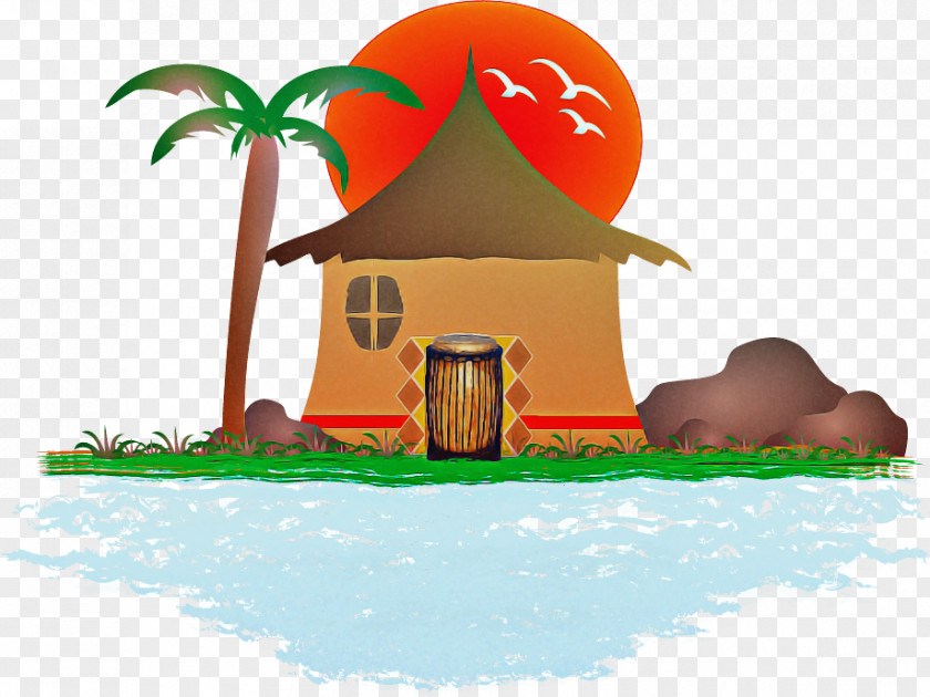 Cartoon Logo African Round Hut PNG