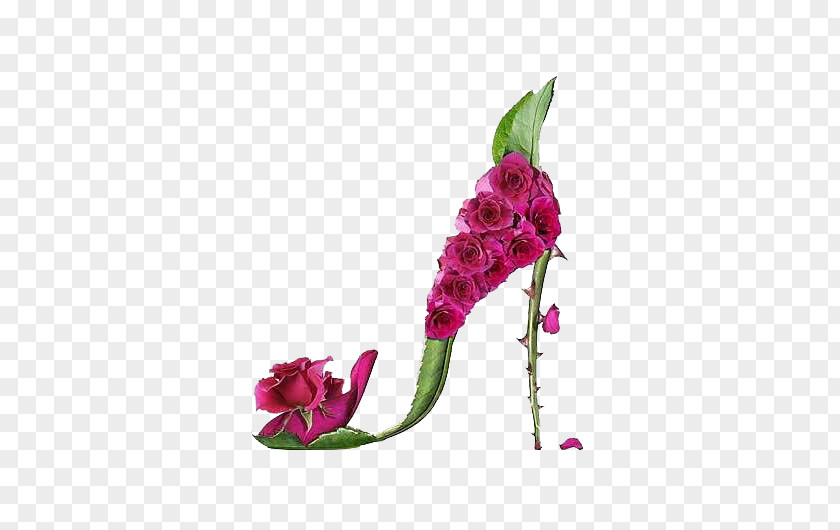 Rose High Heels Shoe Fleur: A Footwear Fantasy Flower High-heeled Floral Design PNG