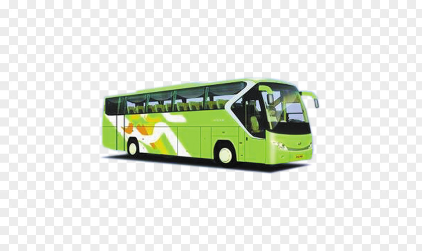 Green Long Distance Bus Picture Double-decker Airport Tour Service PNG