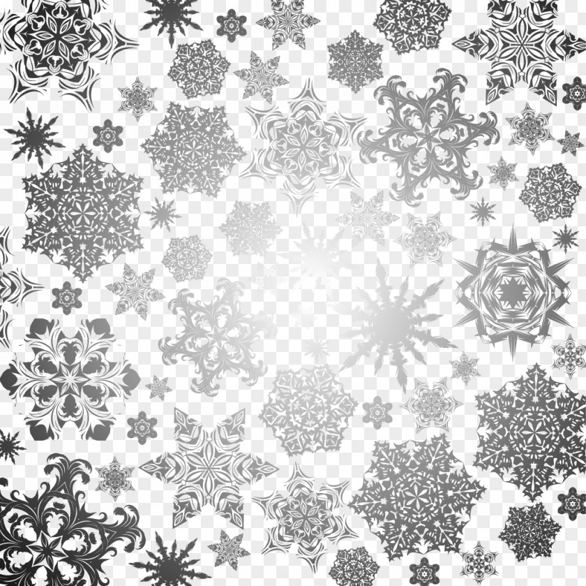 Snowflakes Vector Black Shading And White PNG