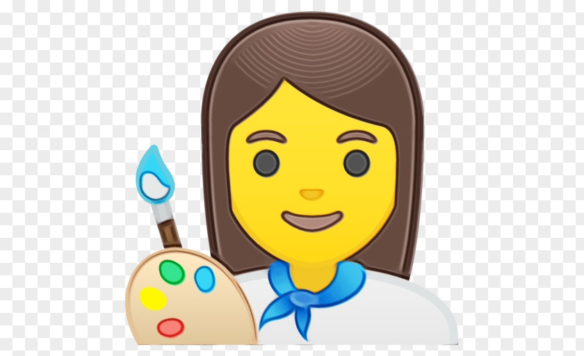 Brown Hair Happy Background Heart Emoji PNG