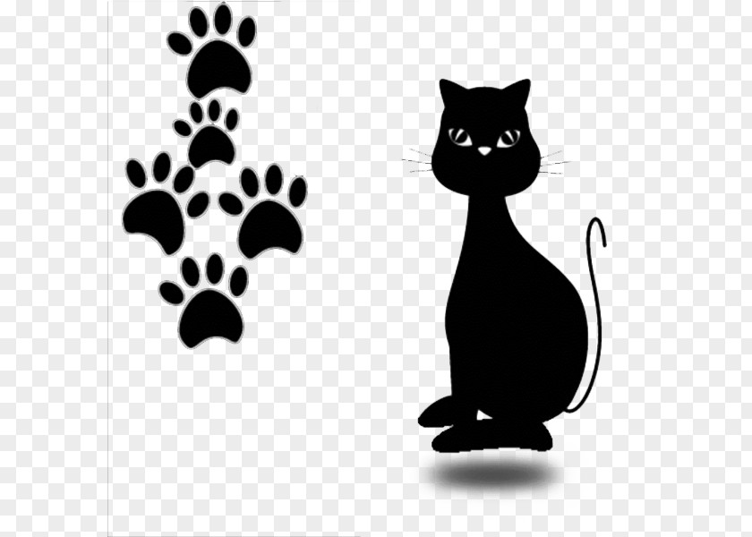 Cute Cartoons, Black Cats And Footprints Cat Kitten Drawing Illustration PNG