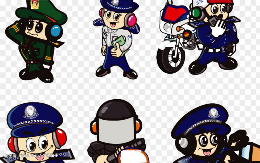 Ride The Police Officer Cartoon Q-version PNG