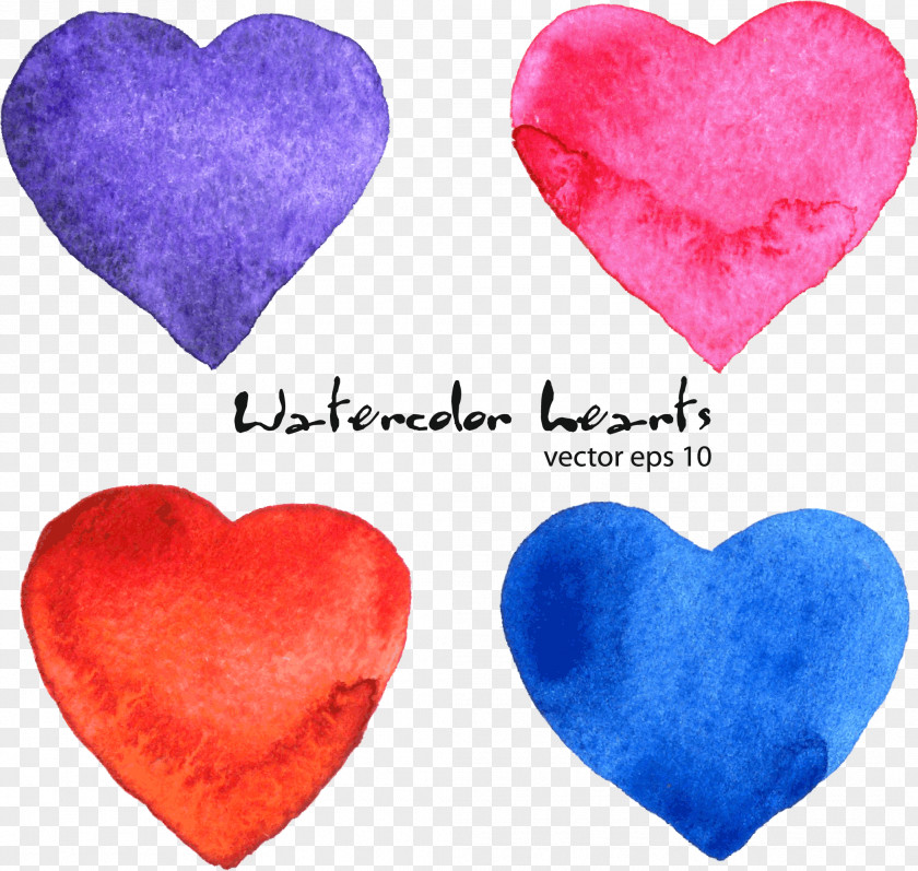 Vector Hand-painted Heart-shaped Euclidean Watercolor Painting Download PNG