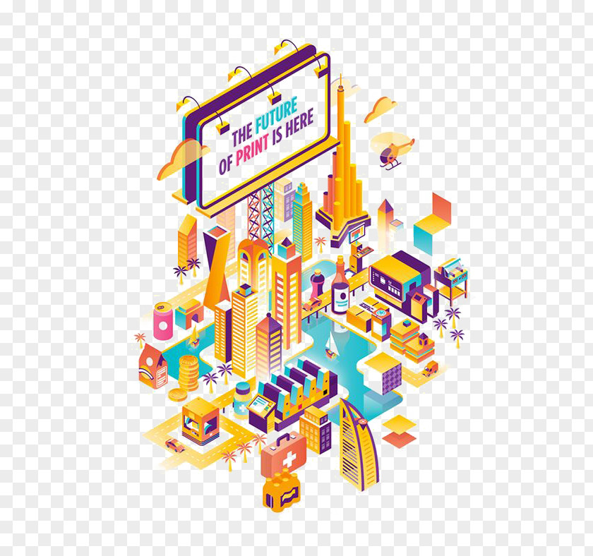Creative City Isometric Projection Drawing Graphics In Video Games And Pixel Art Illustration PNG