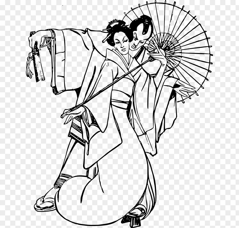 Kimono Clipart Line Art Japan Dance Clip PNG