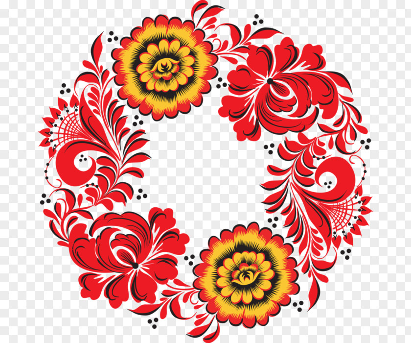 Folk Russia Khokhloma Art Ornament Pattern PNG