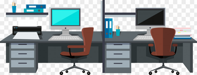 Vector Office Computer Desk Material Room Interior Design Services Illustration PNG