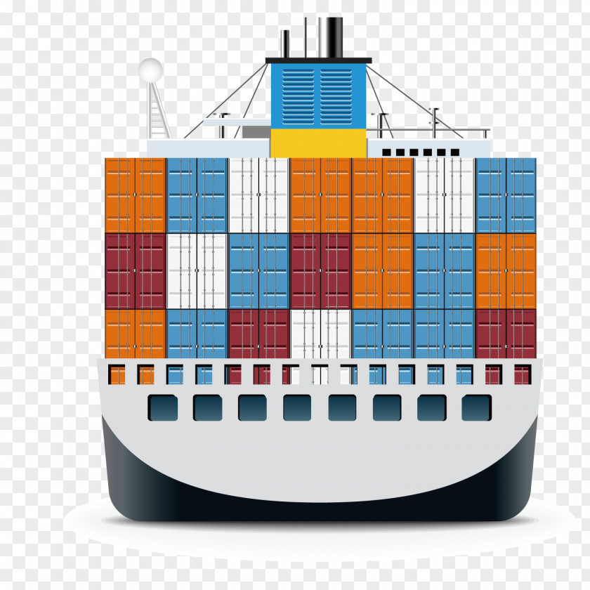 Vector Cruise Ship Cargo Freight Forwarding Agency Logistics Transport PNG