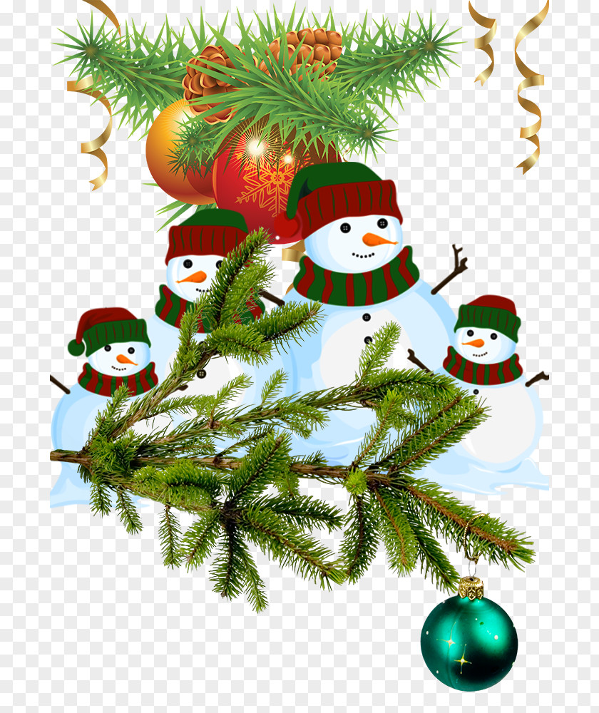 A Group Of Creative Pine Snowman Christmas Tree Ornament Clip Art PNG