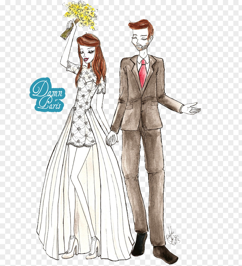 Suit Gown Fashion Sketch PNG