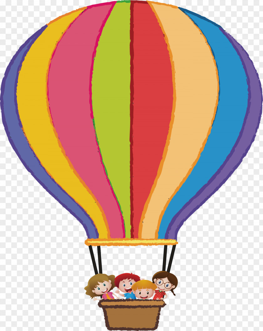 The Children Who Sit Hot Balloons Flight Air Balloon Illustration PNG