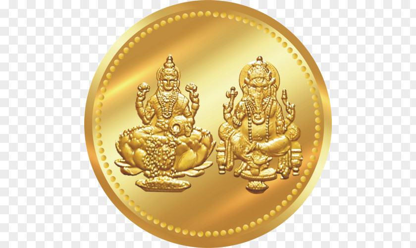 Sri Ganesh Ganesha Lakshmi Gold Coin PNG