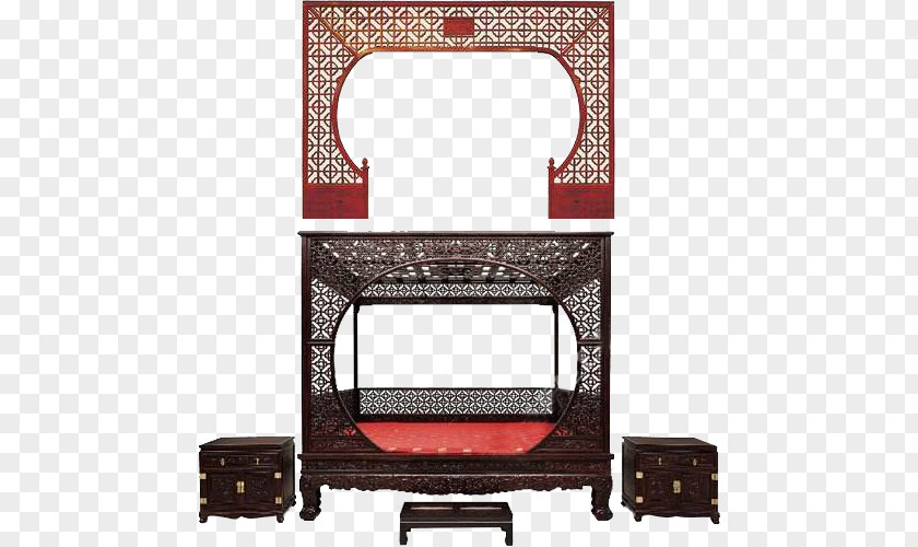 The Ancient Style Of Moon Gate Furniture U4e0au6d77u5fc6u82d1u4e2du5f0fu5bb6u5177 Bed Painting Work Art PNG