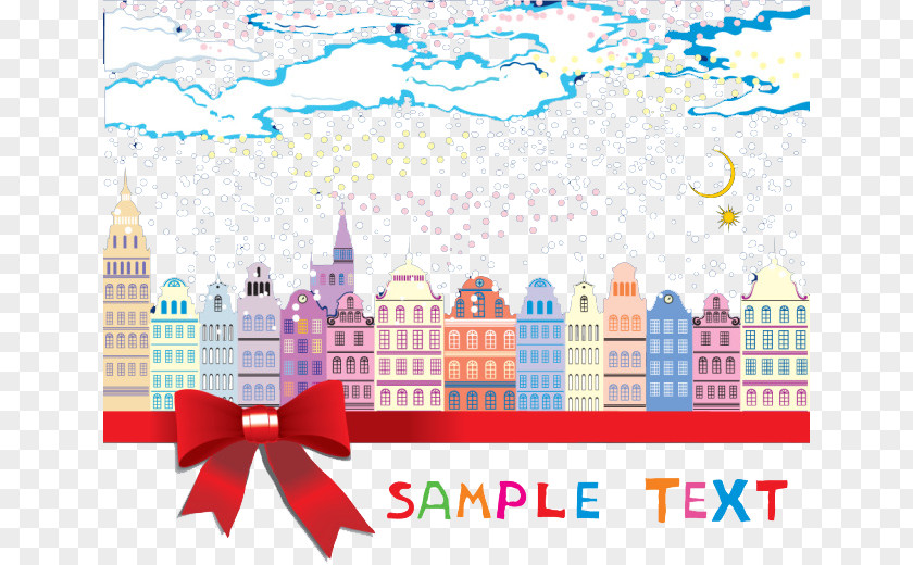 City Under The Stars Christmas House Animation Cartoon PNG