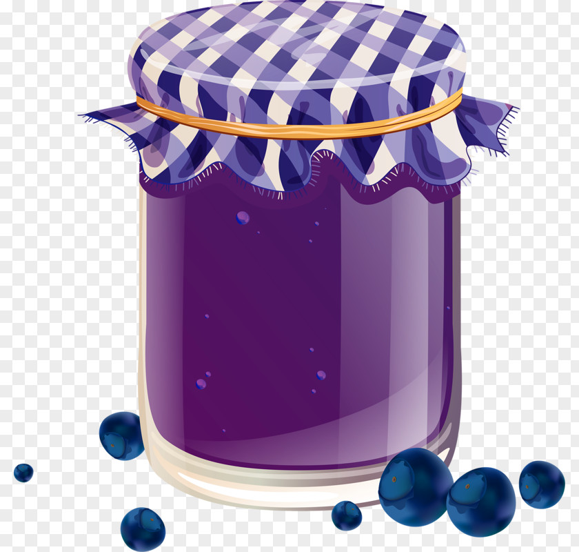 Hand-painted Blueberry Juice Gelatin Dessert Fruit Preserves Jar Clip Art PNG