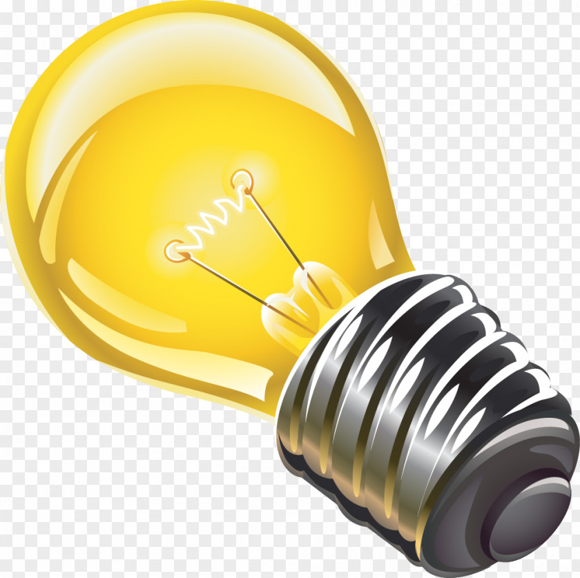 Vector Painted Yellow Light Bulb Incandescent Adobe Illustrator PNG