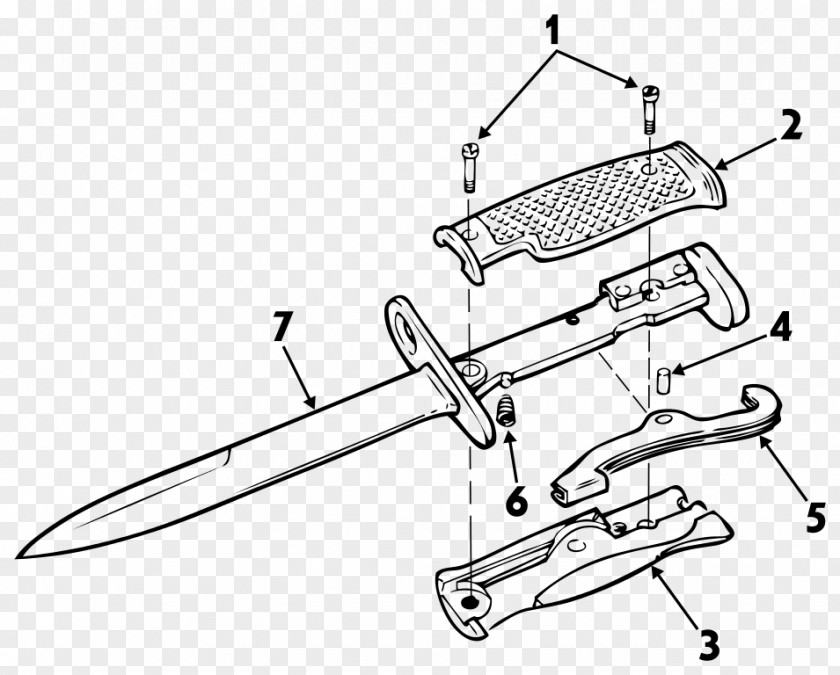 Defense Vector Knife Exploded-view Drawing M6 Bayonet Diagram PNG