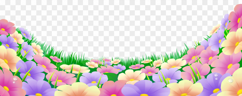 Grass With Beautiful Flowers Clipart Flower Clip Art PNG