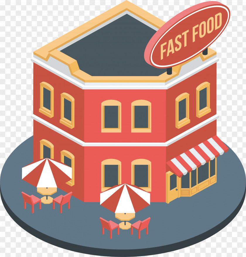 Red Fast-food Restaurant Model Fast Food PNG