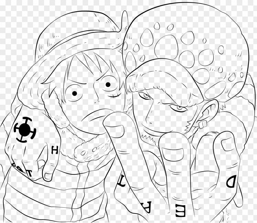 World Addict Monkey D. Luffy Portgas Ace Trafalgar Water Law Line Art Drawing PNG