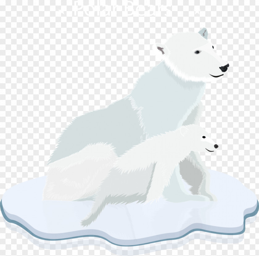Vector Cartoon Polar Bear On Ice PNG