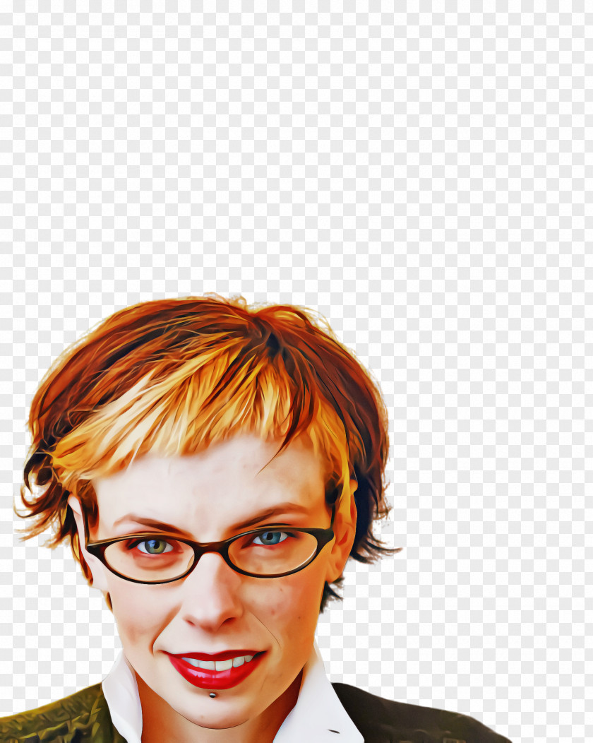 Red Hair Beauty Glasses PNG