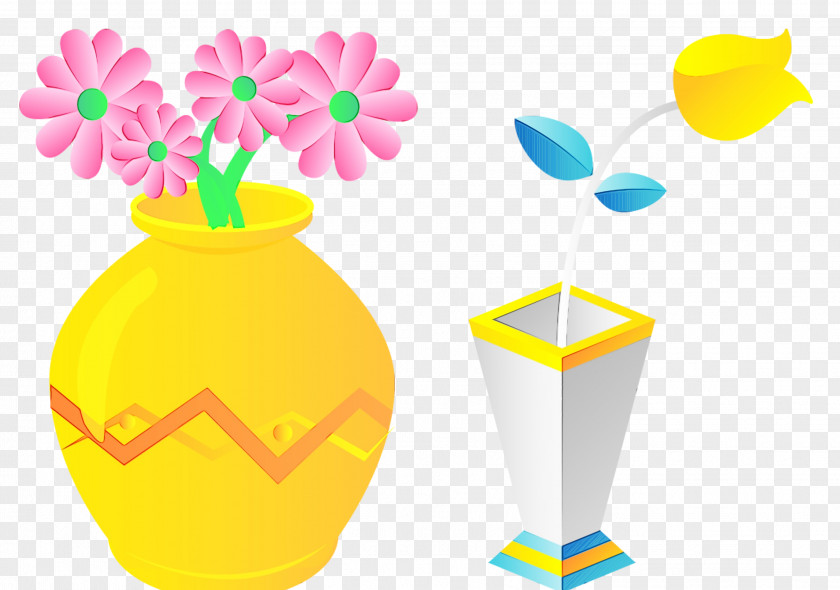 Flowerpot Vase Clip Art Yellow PNG