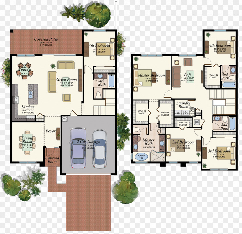 Three Rooms And Two Floor Plan Delray Beach House Multi-family Residential PNG