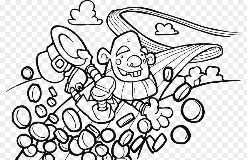 Child Leprechaun Coloring Book PNG