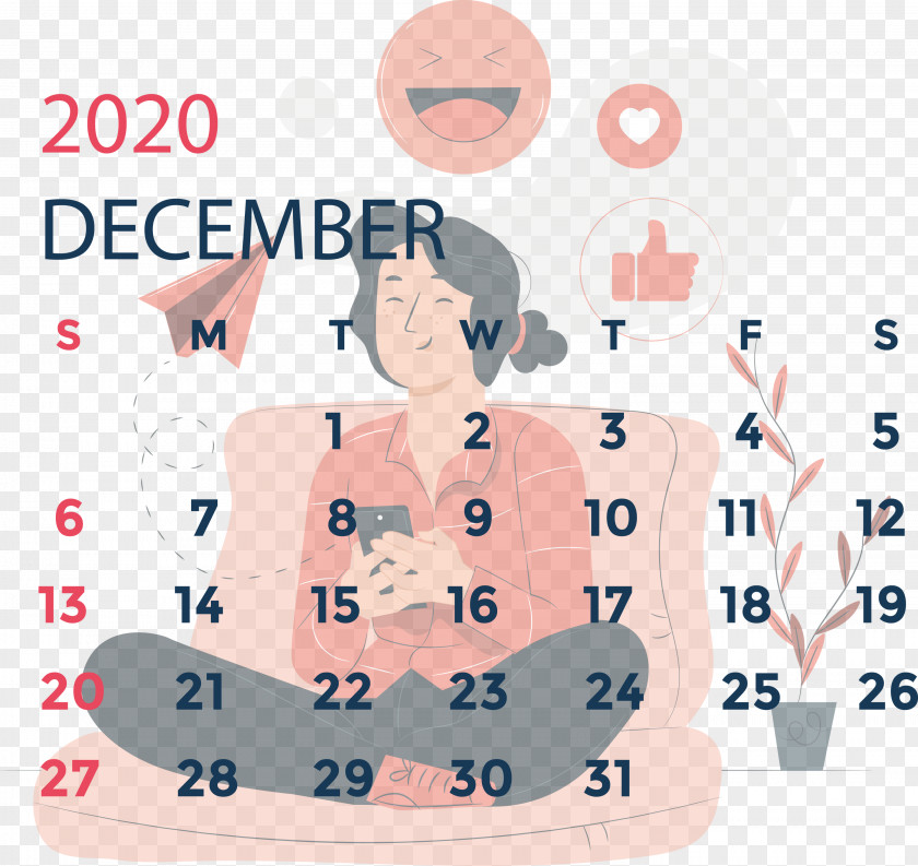 December 2020 Printable Calendar PNG