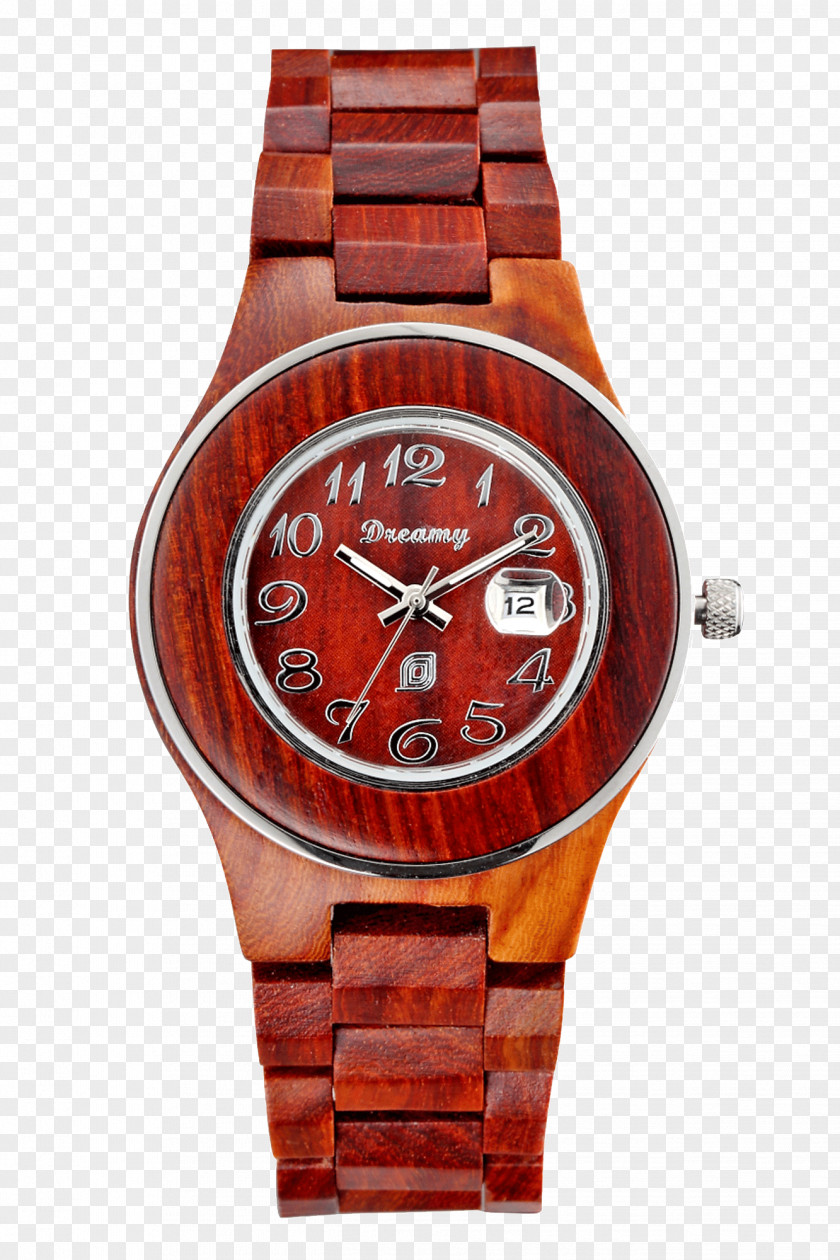 Watch Strap Wood Quartz Clock PNG