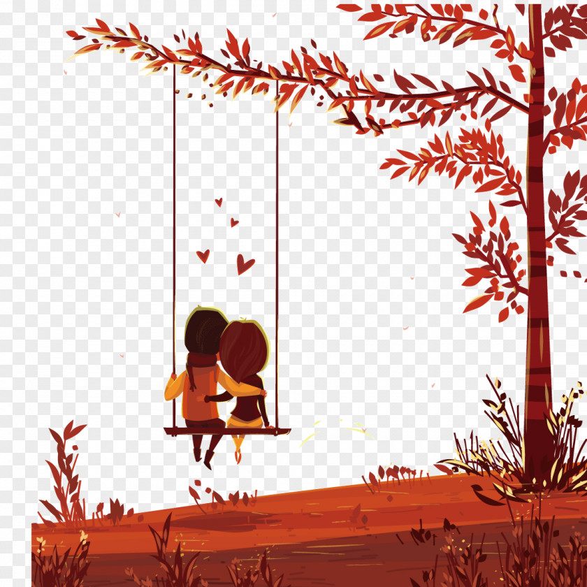 Couple Sitting On A Swing PNG