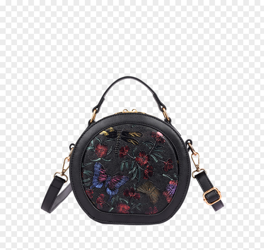Embossed Flowers Handbag Messenger Bags Leather Shoulder PNG