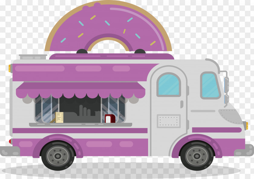 Pink Donut Fast Food Car Pizza Doughnut Cheese PNG