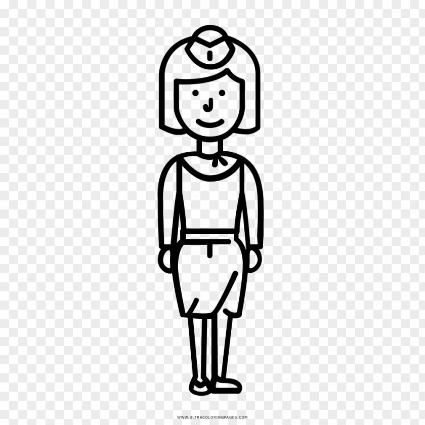 AZAFATA Coloring Book Drawing Flight Attendant Black And White PNG