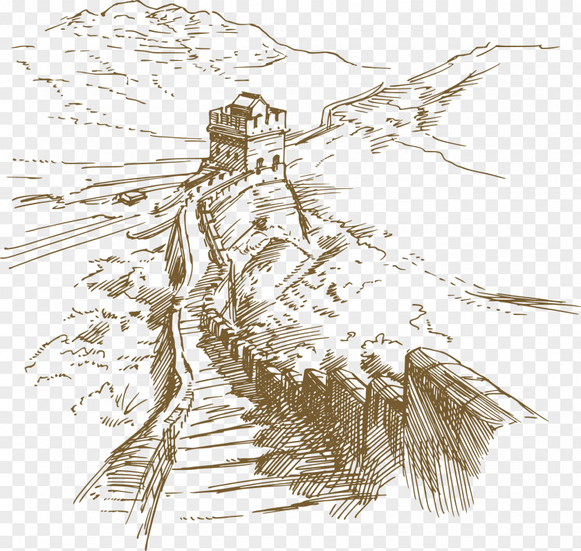 China Great Wall Artwork The Architecture Of City Drawing Illustration PNG