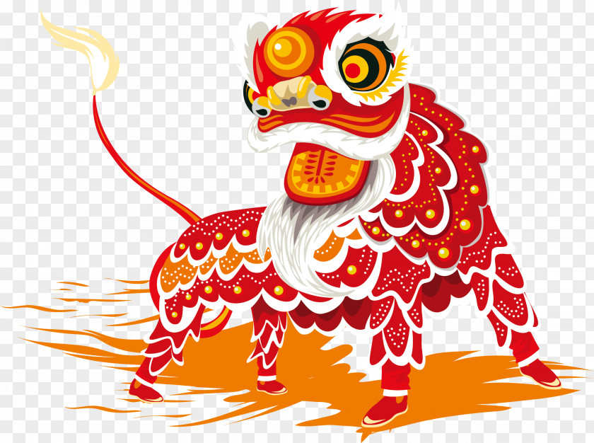 Vector Festival Lion Dance Chinese New Year PNG