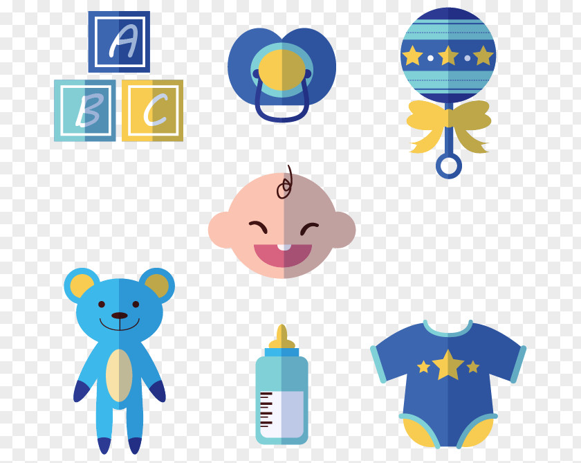 Cute Baby Blue Infant Rattle Clip Art PNG