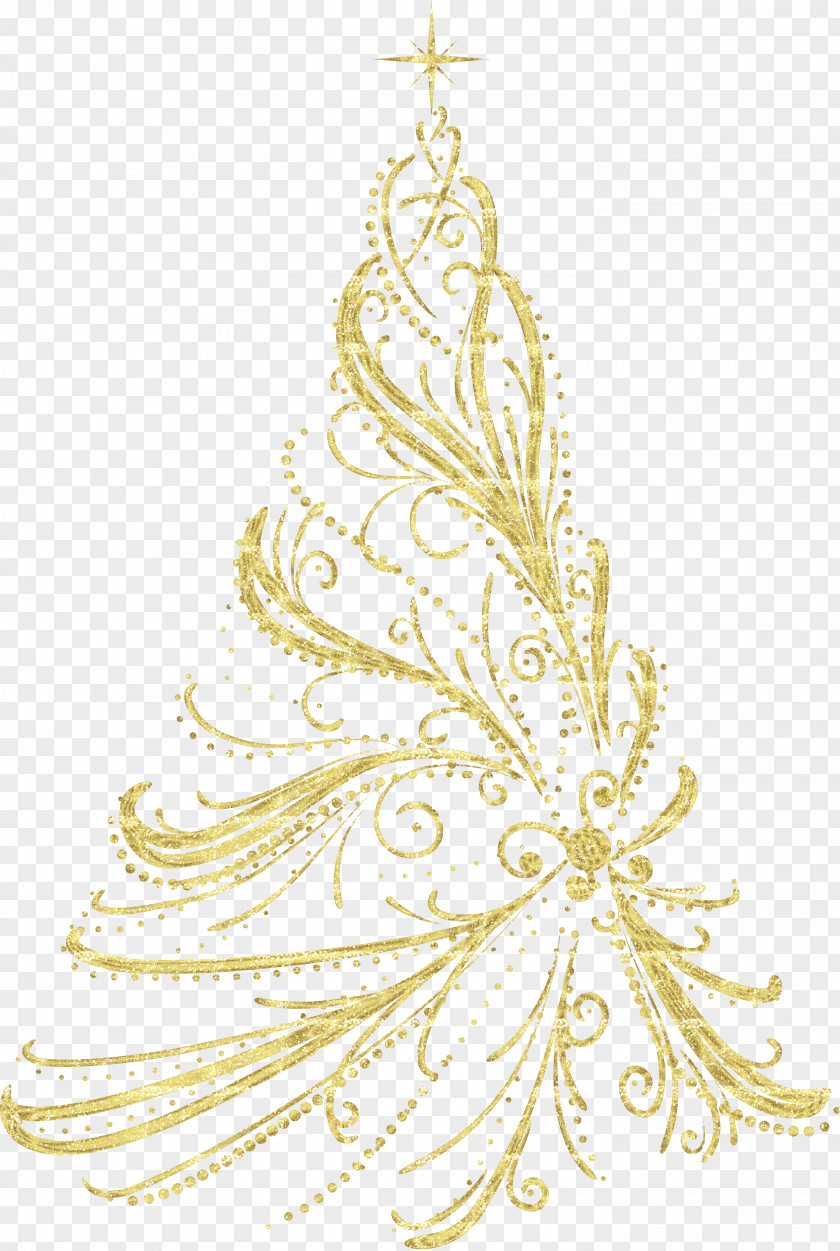 Transparent Golden Decorative Christmas Tree Clipart Ornament Clip Art PNG