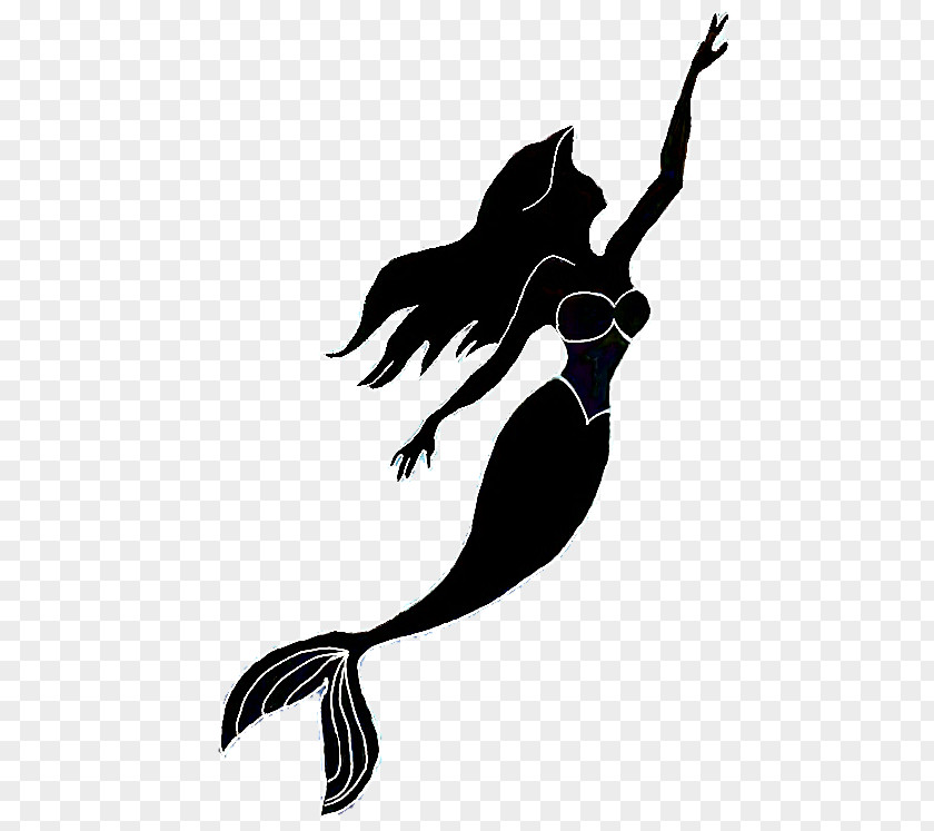 Ariel The Little Mermaid Silhouette Image PNG