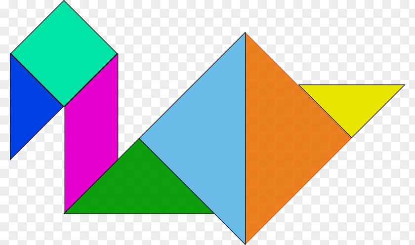 Colored Paper Folded Goose Tangram Puzzle Clip Art PNG