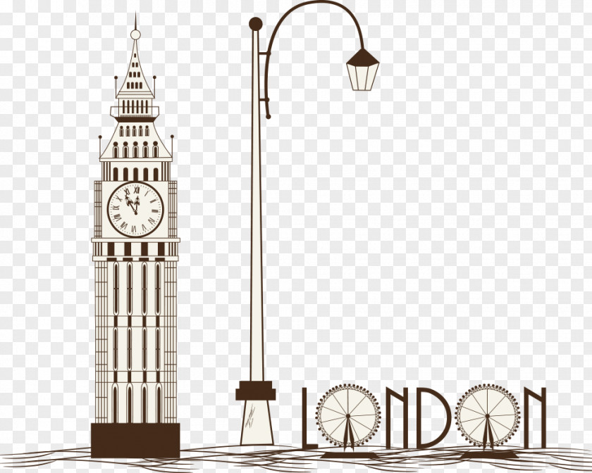 Vector London Big Ben Eye Tower Bridge Illustration PNG