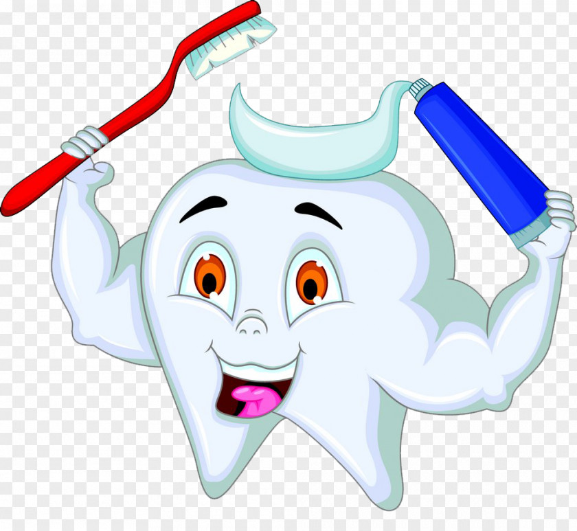 Brushing Teeth Cartoon Picture Toothbrush Toothpaste Tooth PNG