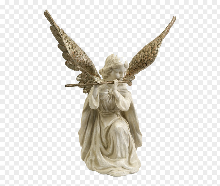 Messenger Of God Cherub Flute Angel Sculpture Statue PNG